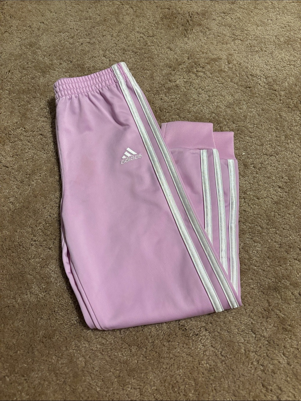adidas Kids Pink Joggers with White Three Stripes